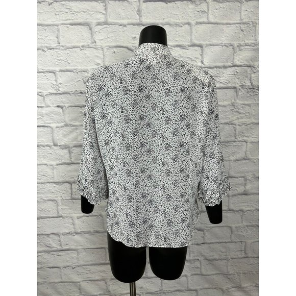 Paloma Carmin Floral Printed Blouse Ruffled Button Front 3/4 Sleeve 80's Size XL - Picture 5 of 8